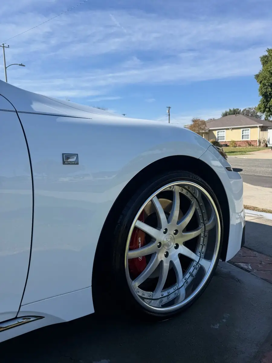 Cleaned Lexus wheel and tire after detailing
