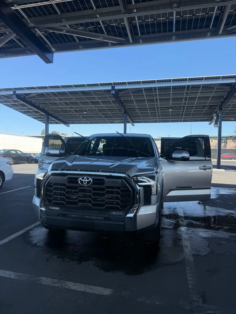 Toyota Tundra TRD after a full refresh, parked under a solar carport